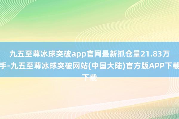九五至尊冰球突破app官网最新抓仓量21.83万手-九五至尊冰球突破网站(中国大陆)官方版APP下载